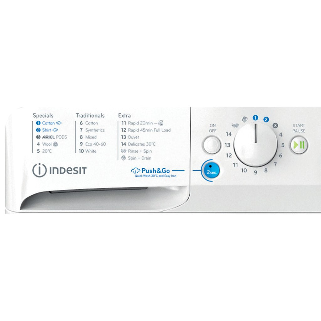 BWE111496XWVUK Indesit Push&Go Steam WASHING MACHINE - White - A