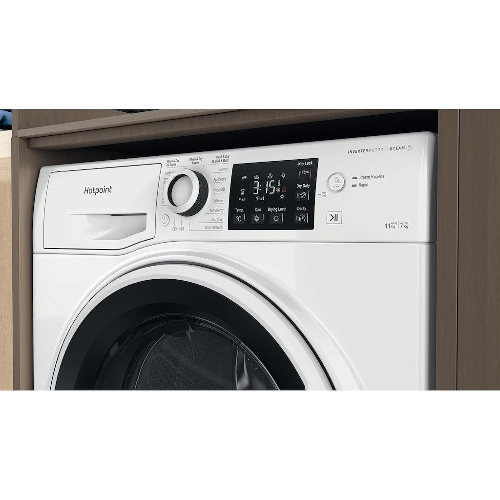 Hotpoint Anti-Stain NDB11724WUK 11+7KG White  Freestanding Washer Dryer