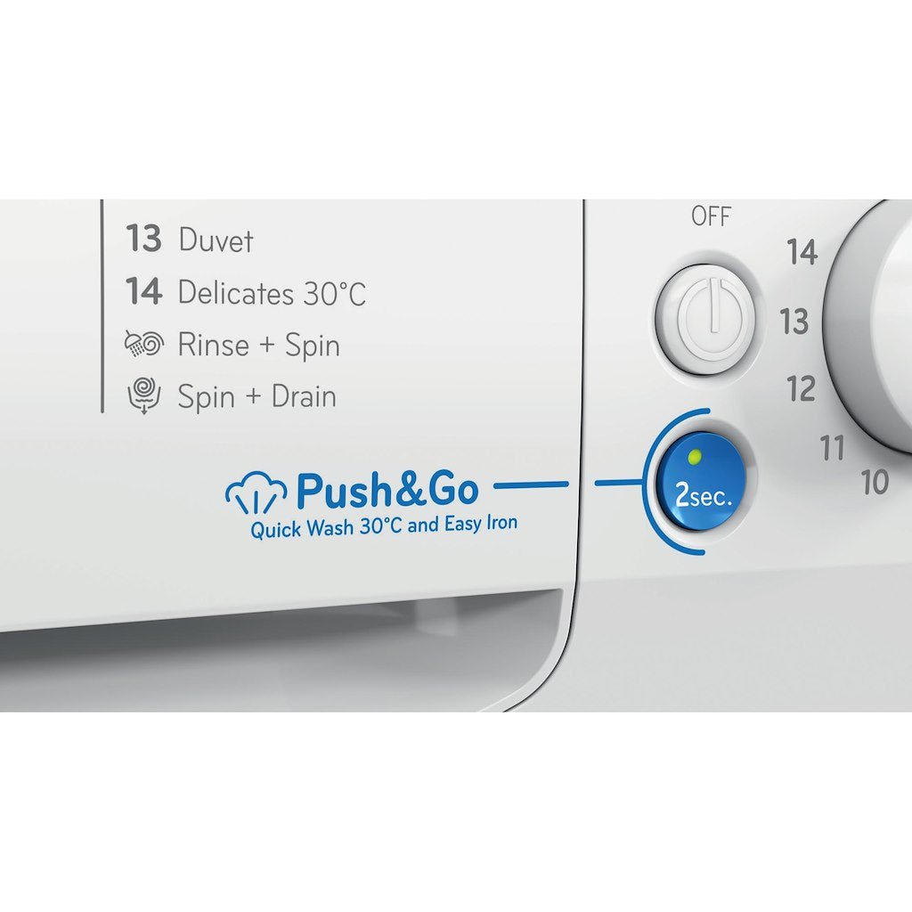 BWE71496XWVUK Indesit Push&Go Steam WASHING MACHINE 7KG - White - A