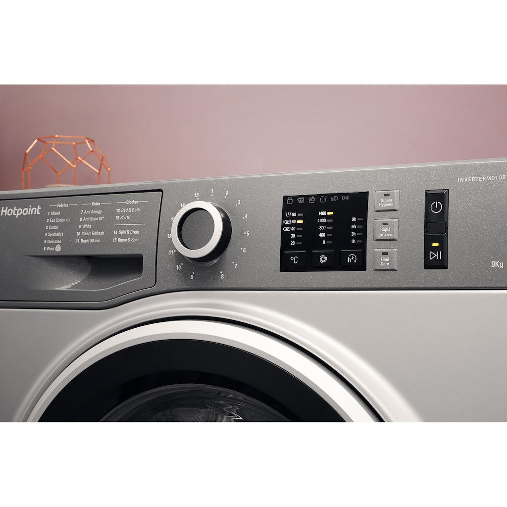 Hotpoint freestanding front loading washing machine: 9kg