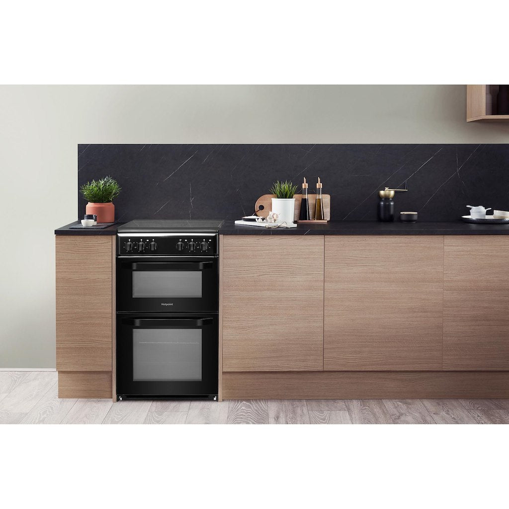 Hotpoint Twin Double Cooker with Ceramic Hob - Black - A Rated - HD5V92KCB/UK