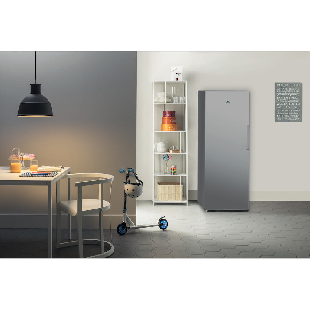 Freestanding upright freezer: silver colour
