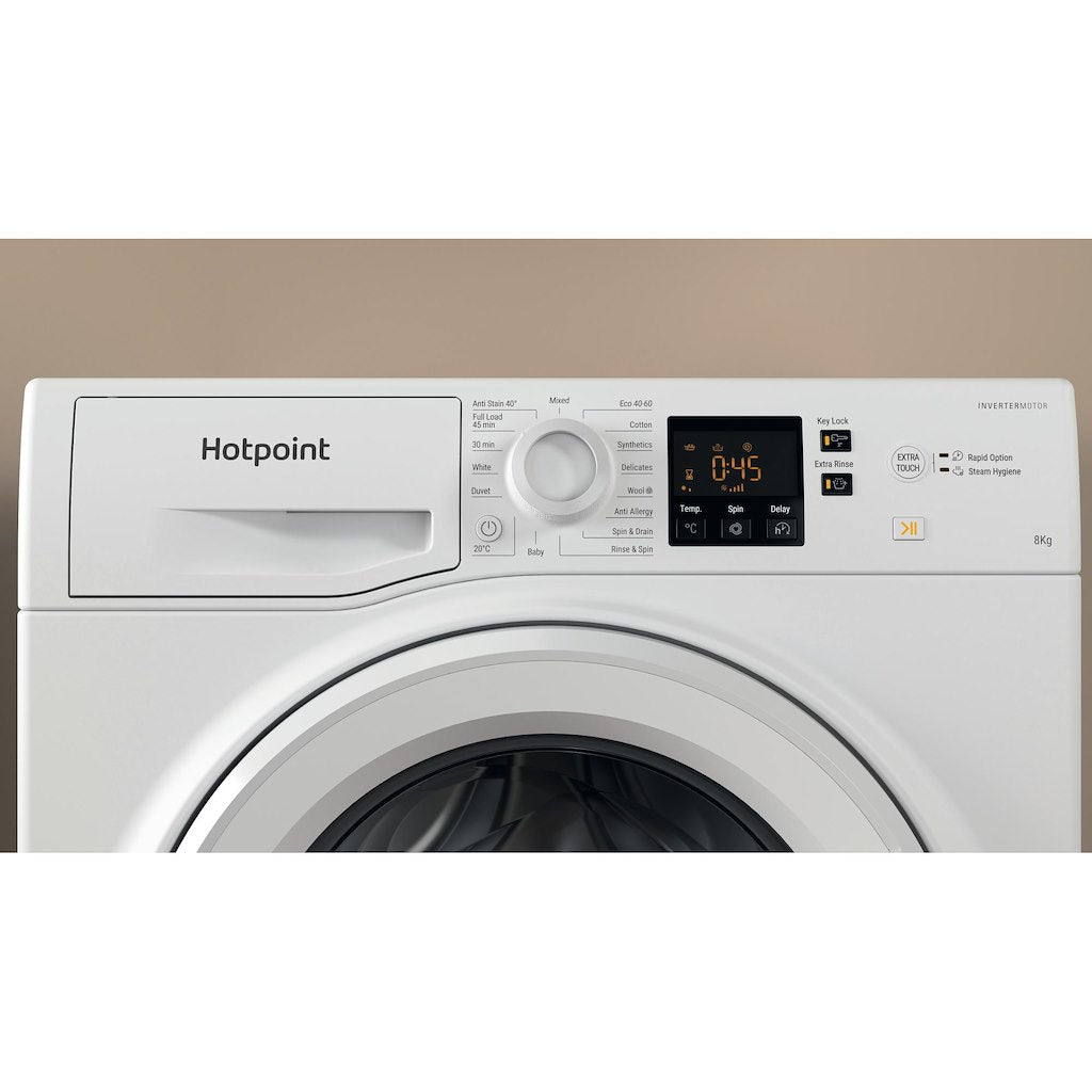 Hotpoint AntiStain40 Washing Machine - White - 8kg - 1600 RPM - C Rated - NSWM 864C W UK N