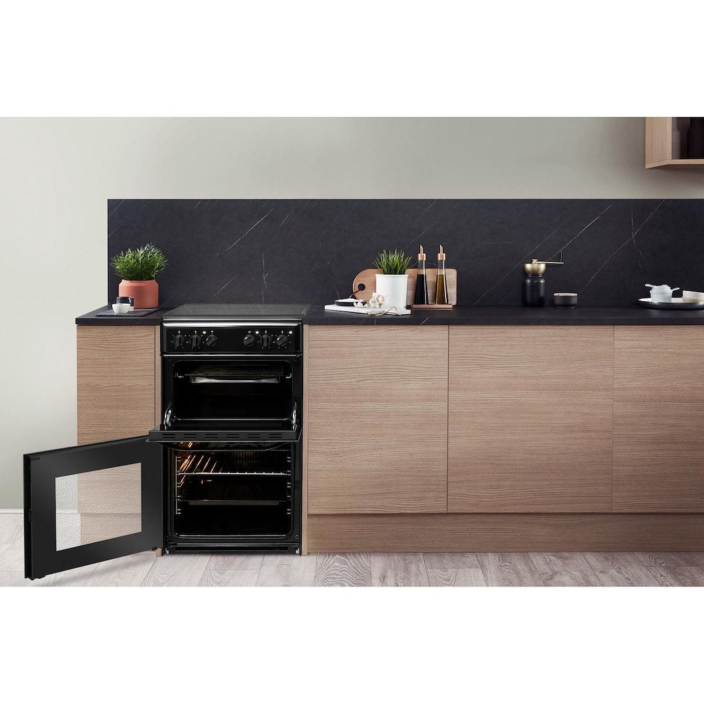 Hotpoint Twin Double Cooker with Ceramic Hob - Black - A Rated - HD5V92KCB/UK