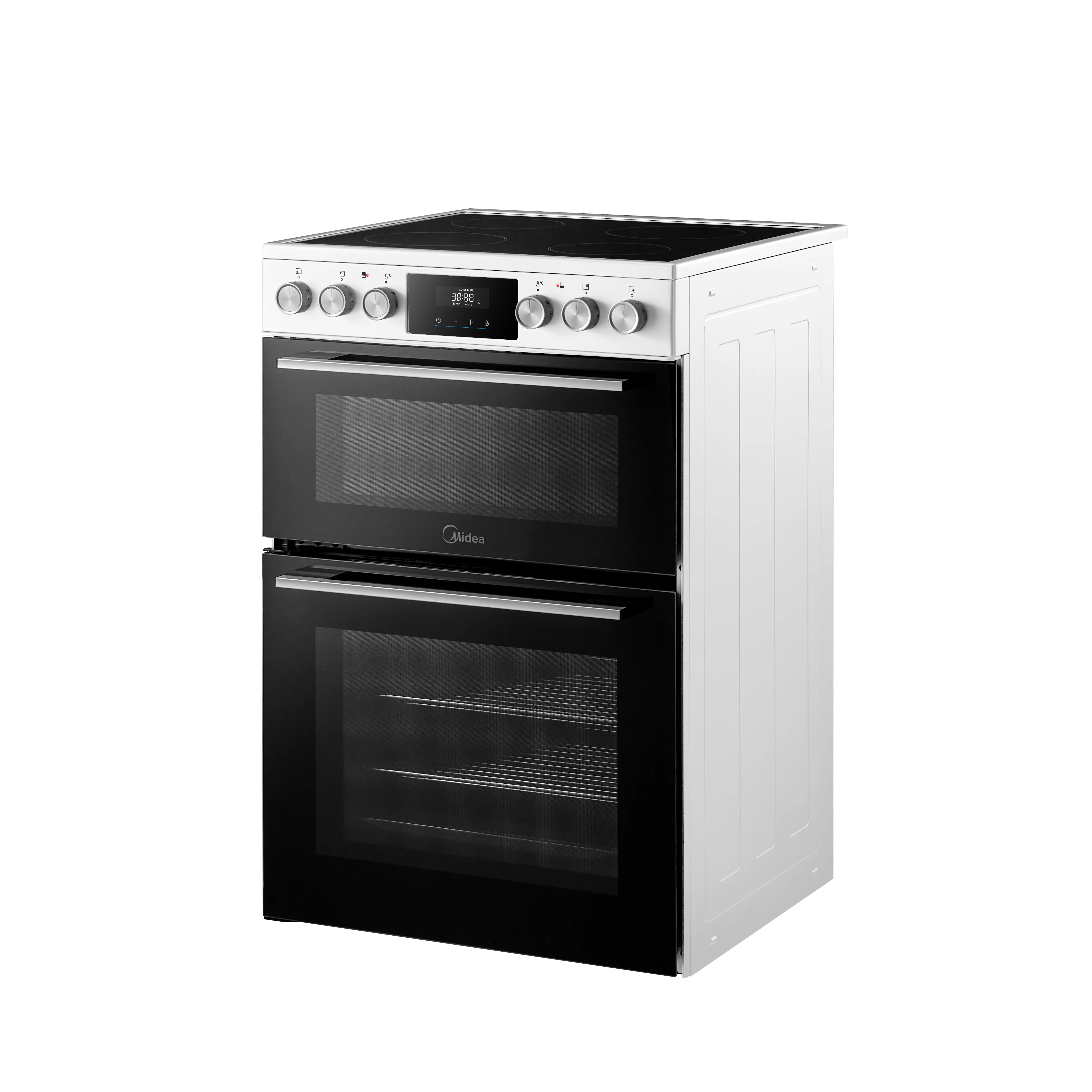 Midea MFO24EME4R118-WH 60cm Double Oven FS Cooker with Ceramic Hob AA Rated in White | Only £429