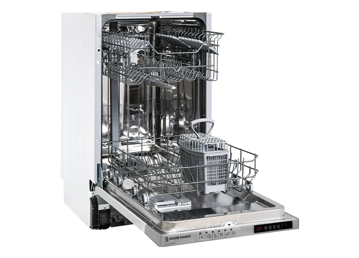 White Knight WK-AT45BIDW Slimline Dishwasher - Silver - E Rated