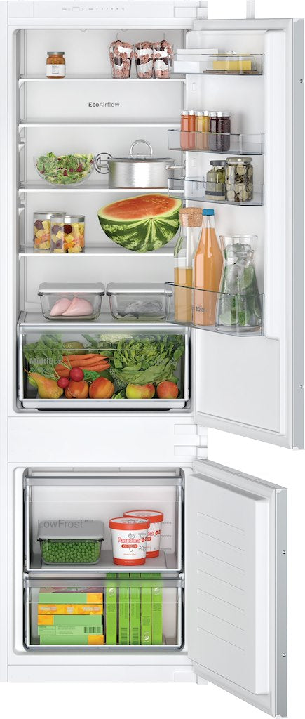 KIV87NSF0G, Built-in fridge-freezer with freezer at bottom