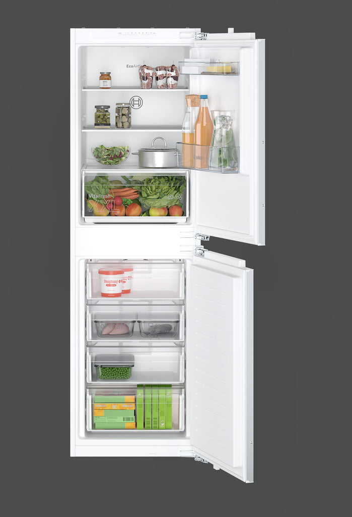 KIN85NFF0G, Built-in fridge-freezer with freezer at bottom