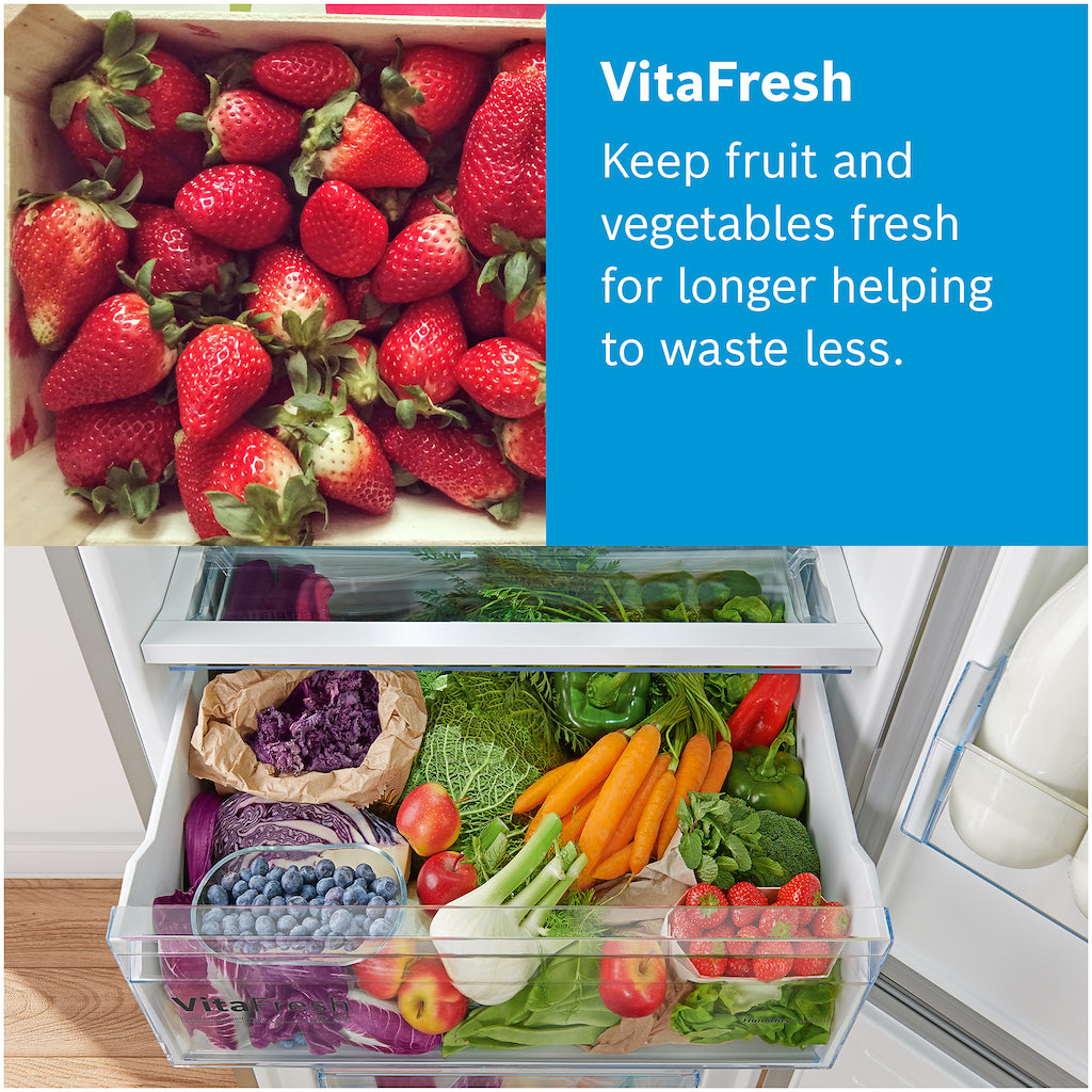 KGN49XWEA, Free-standing fridge-freezer with freezer at bottom