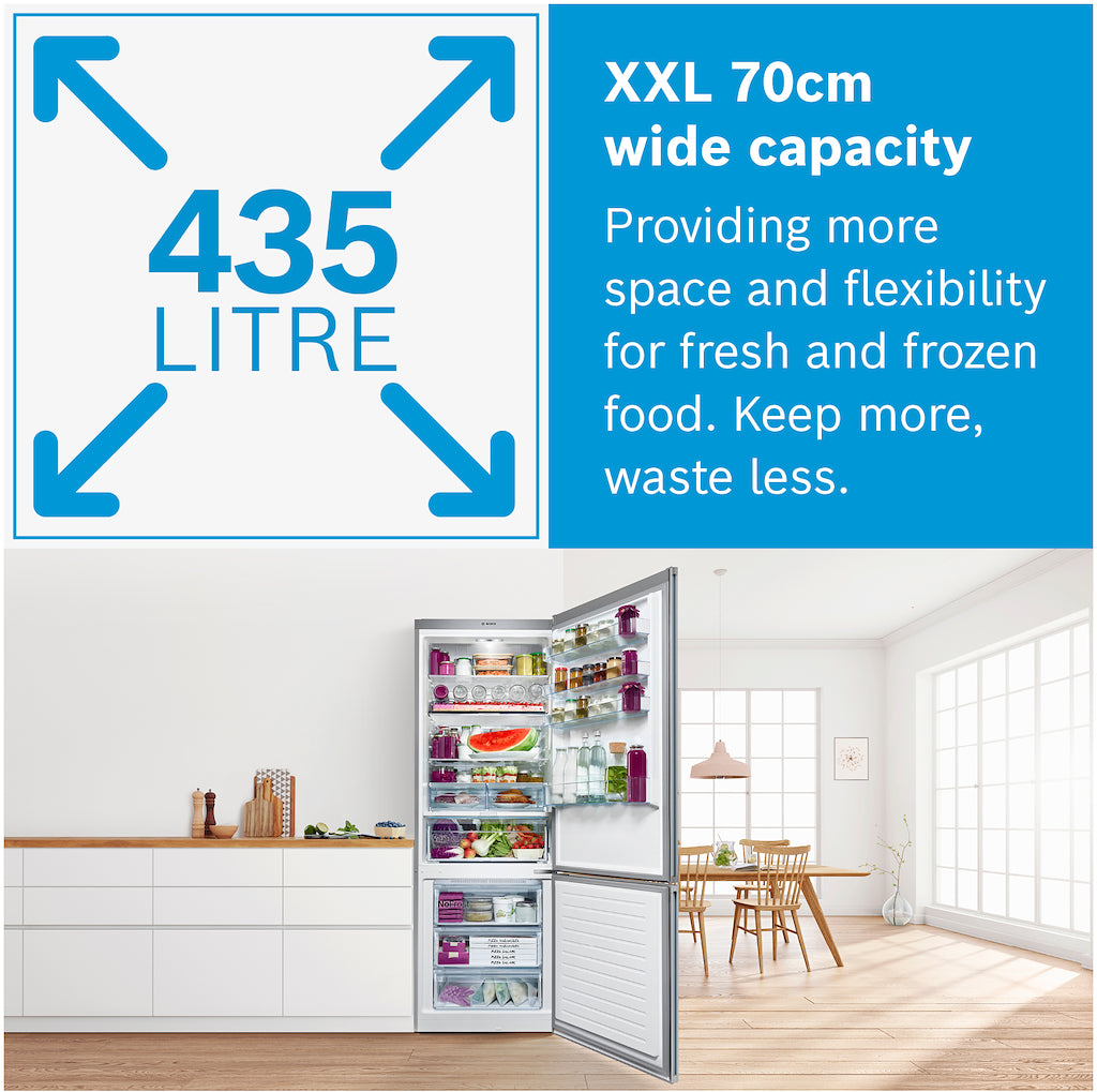 KGN49XWEA, Free-standing fridge-freezer with freezer at bottom