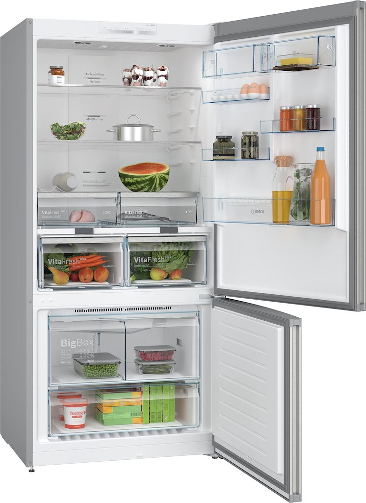 KGN86VIEAG, Free-standing fridge-freezer with freezer at bottom