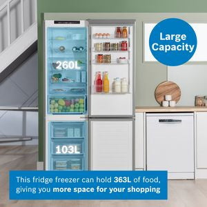 KGN392LAF, Free-standing fridge-freezer with freezer at bottom