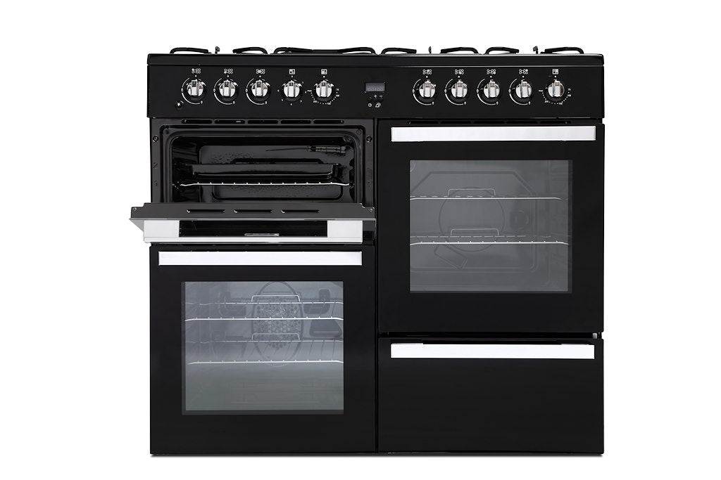 Montpellier MDF100K Dual Fuel Range Cooker in Black