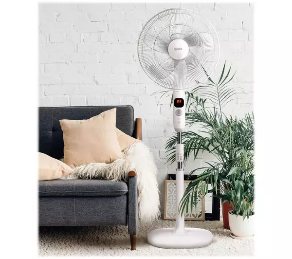 Igenix DF1670 16 Inch Digital Pedestal Fan with Remote Control White