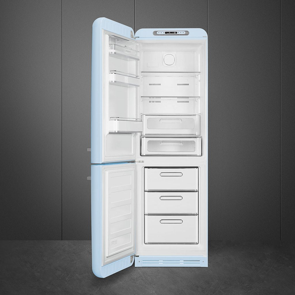 Smeg FAB32LPB5UK 60cm 50s Style Left Hand Hinge Fridge Freezer, Pastel Blue