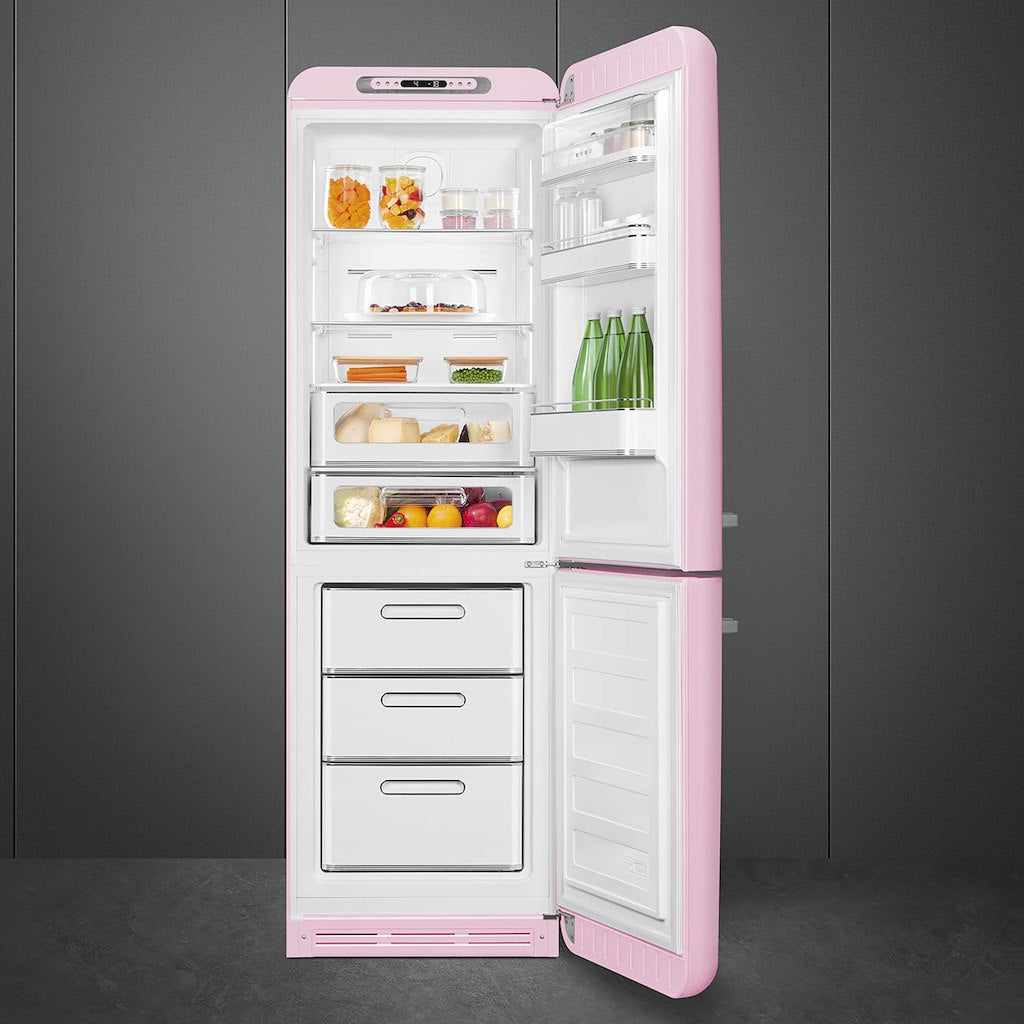 Smeg FAB32RPK5 60cm 50s Style Right Hand Hinge Fridge Freezer, Pink