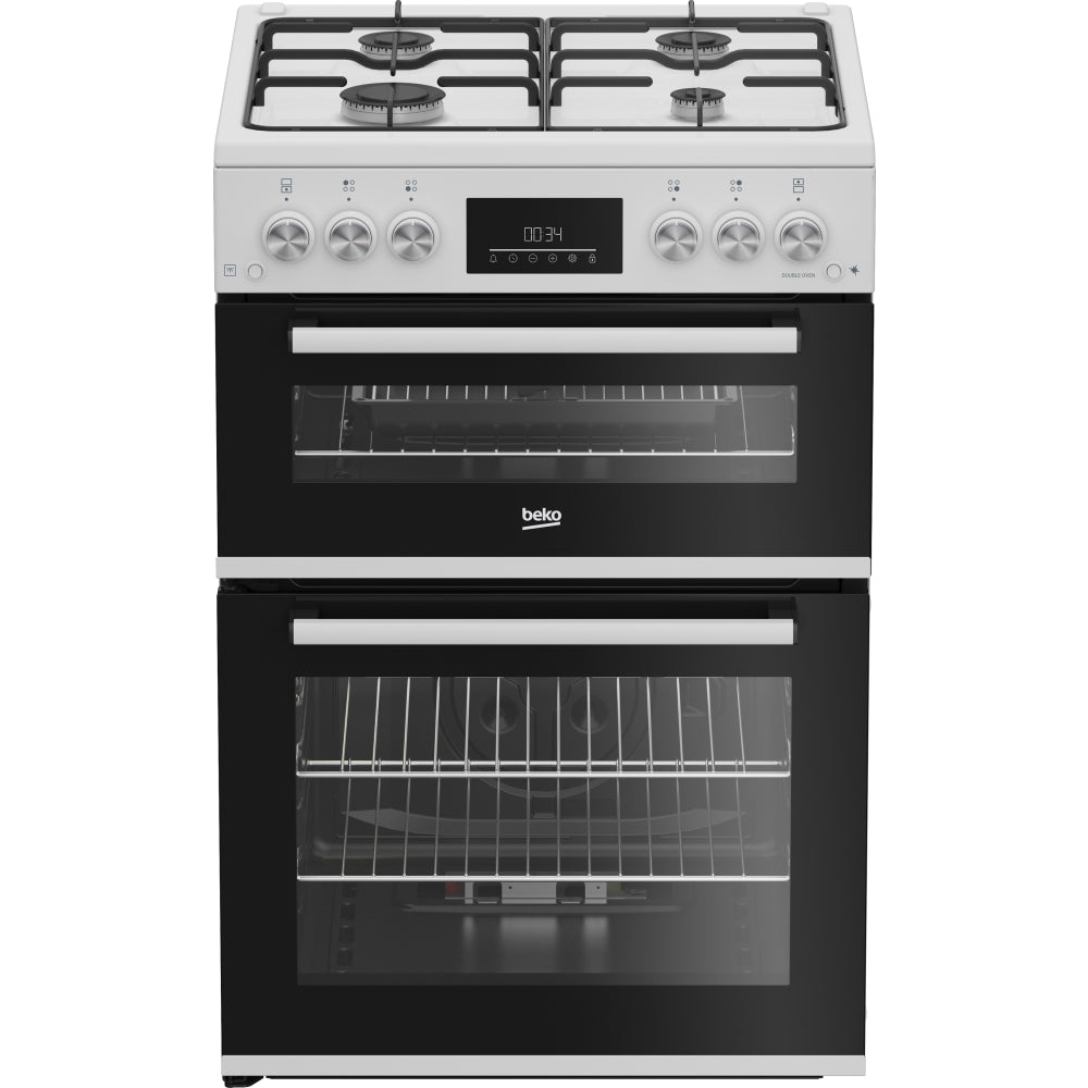 Beko FDG6231CW 60cm Freestanding Gas Double Oven Cooker - Silver