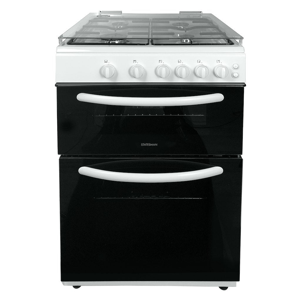 60cm Double Oven Gas Lidded Cooker White