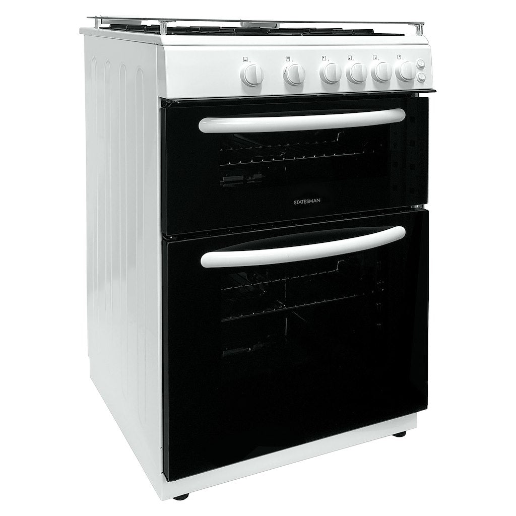 60cm Double Oven Gas Lidded Cooker White