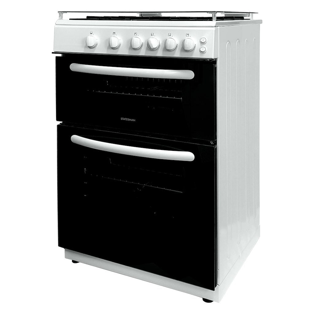 60cm Double Oven Gas Lidded Cooker White