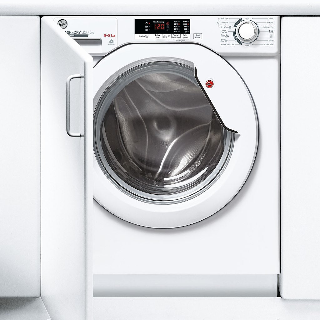 Hoover HBD 485D2E/1-80 H-WASH&DRY 300 LITE Integrated Washer Dryer, 8/5kg Capacity, 1400rpm, E/D Energy Rated - White