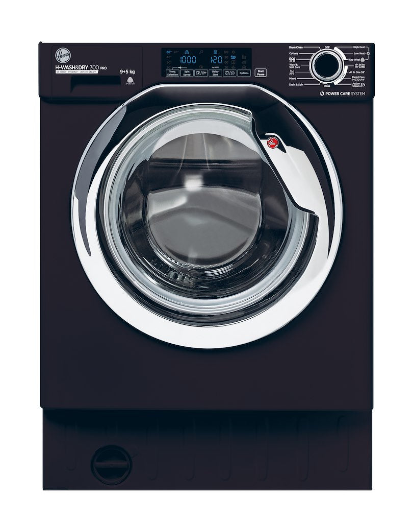 Hoover HBDOS 695TAMCBE-80 H-WASH&DRY 300 PRO Integrated Washer Dryer, 9/5kg Capacity, 1600rpm, D/A Energy Rated - Black & Chrome