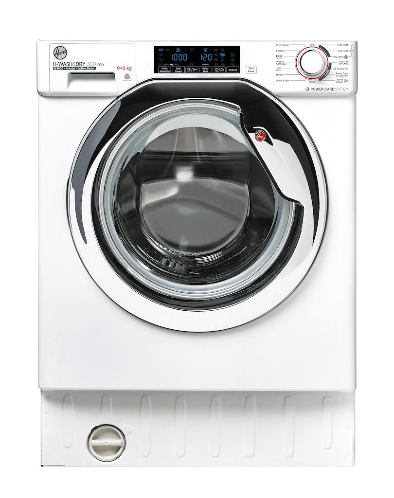 Hoover HBDOS 695TAMCE-80 H-WASH&DRY 300 PRO Integrated Washer Dryer, 9/5kg Capacity, 1600rpm, D/A Energy Rated - White & Chrome