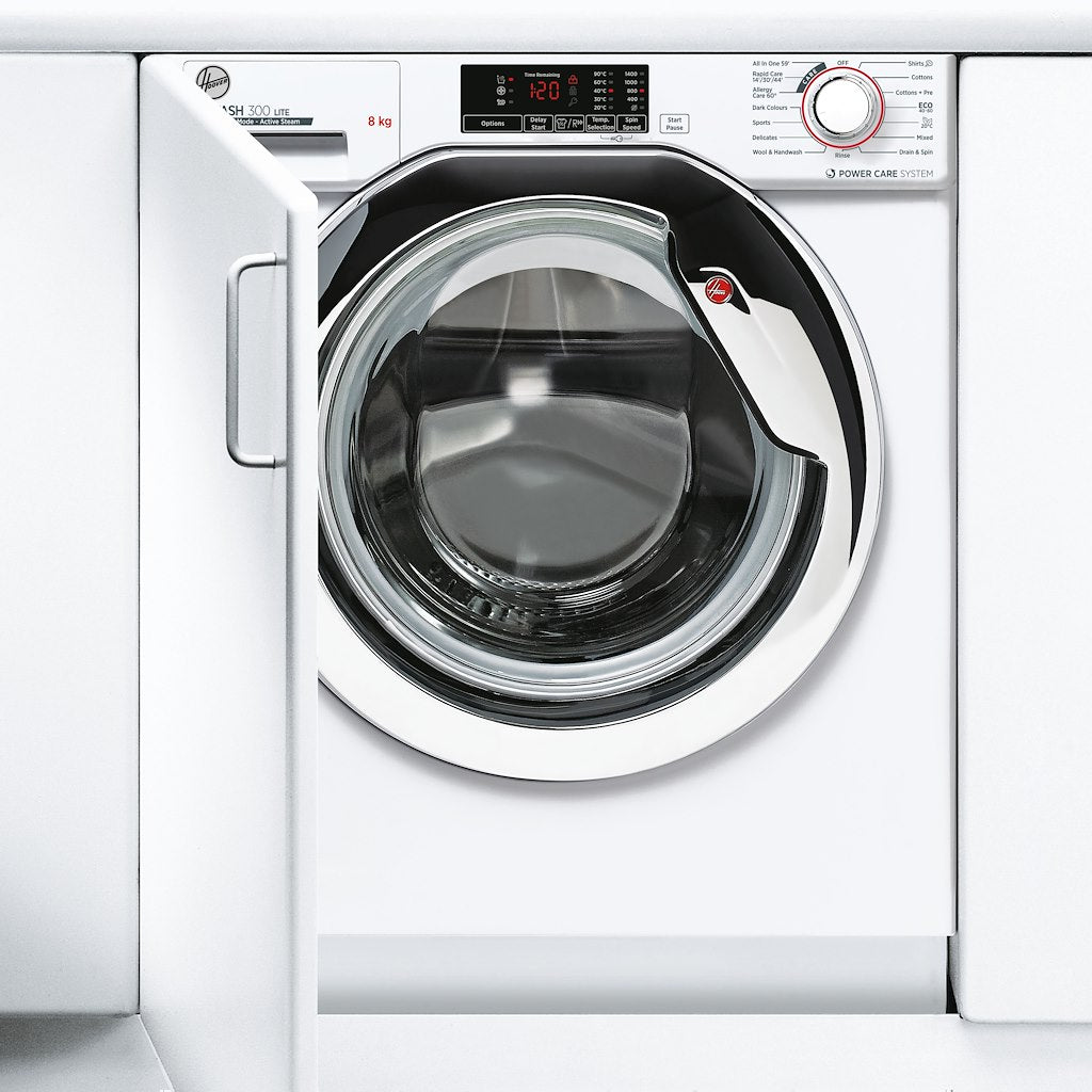 Hoover HBWS 58D1ACE-80 H-WASH 300 LITE Integrated 8kg 1500rpm Washing Machine - C Energy Rated - White & Chrome