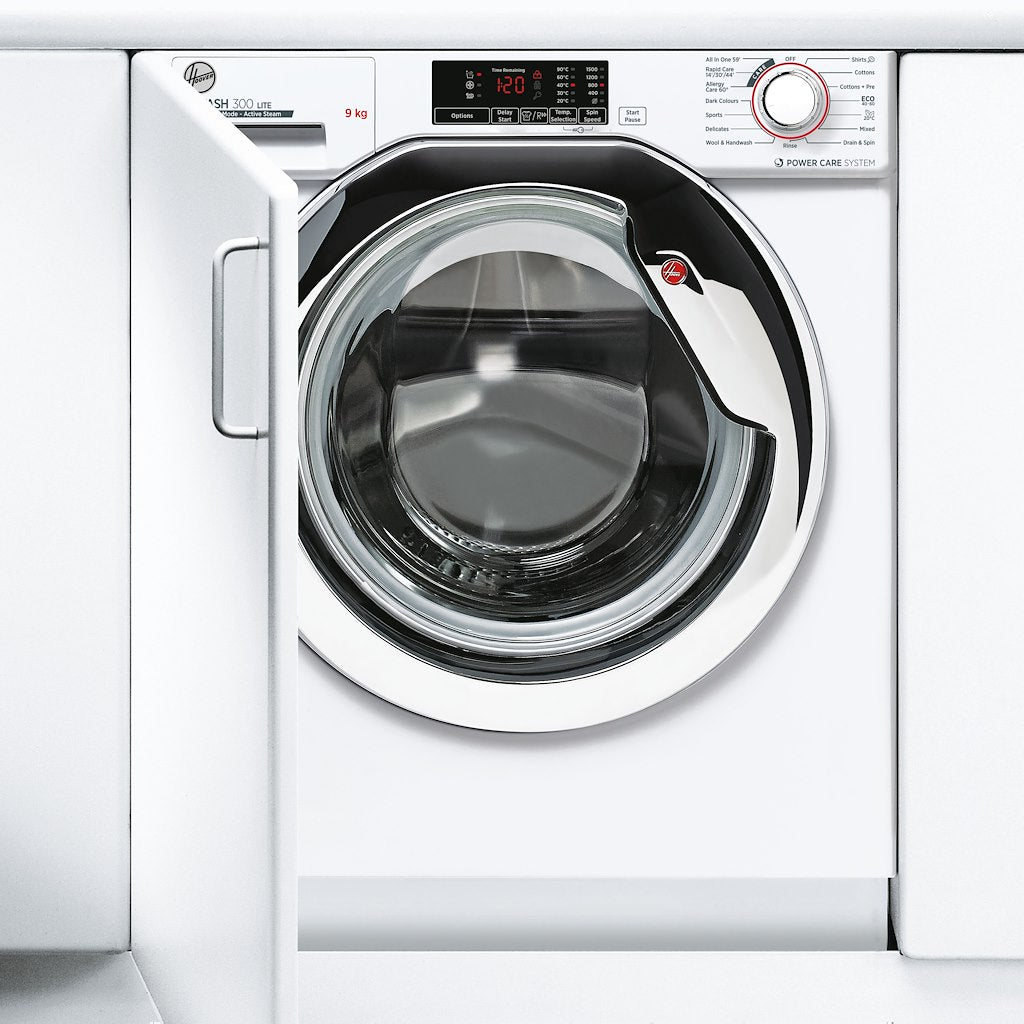 Hoover HBWS 59D1ACE-80 H-WASH 300 LITE Integrated 9kg 1500rpm Washing Machine - C Energy Rated - White & Chrome