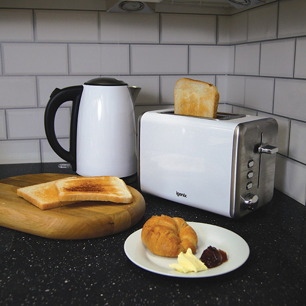Igenix IG3000W 2 Slice Stainless Steel Toaster - White