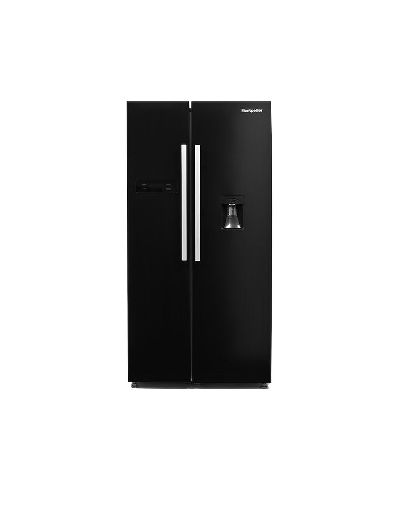 Montpellier M520WDK Side-By-Side Fridge Freezer in Black