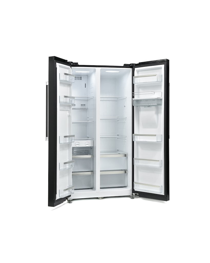 Montpellier M520WDK Side-By-Side Fridge Freezer in Black
