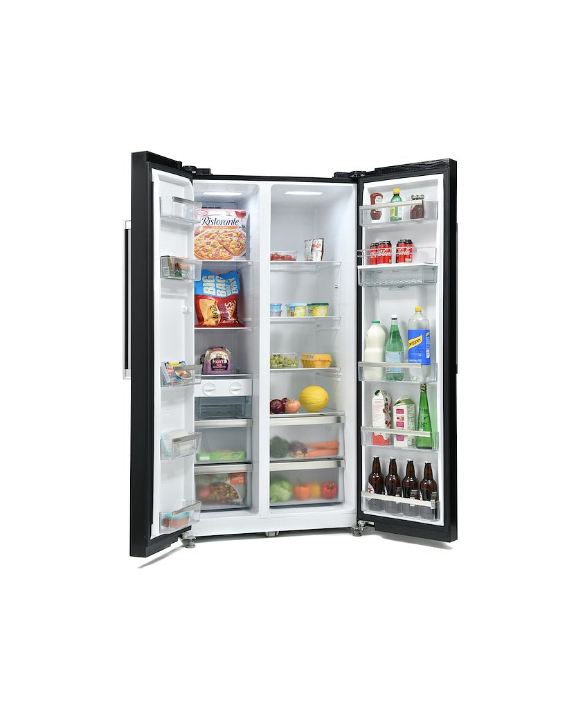 Montpellier M520WDK Side-By-Side Fridge Freezer in Black