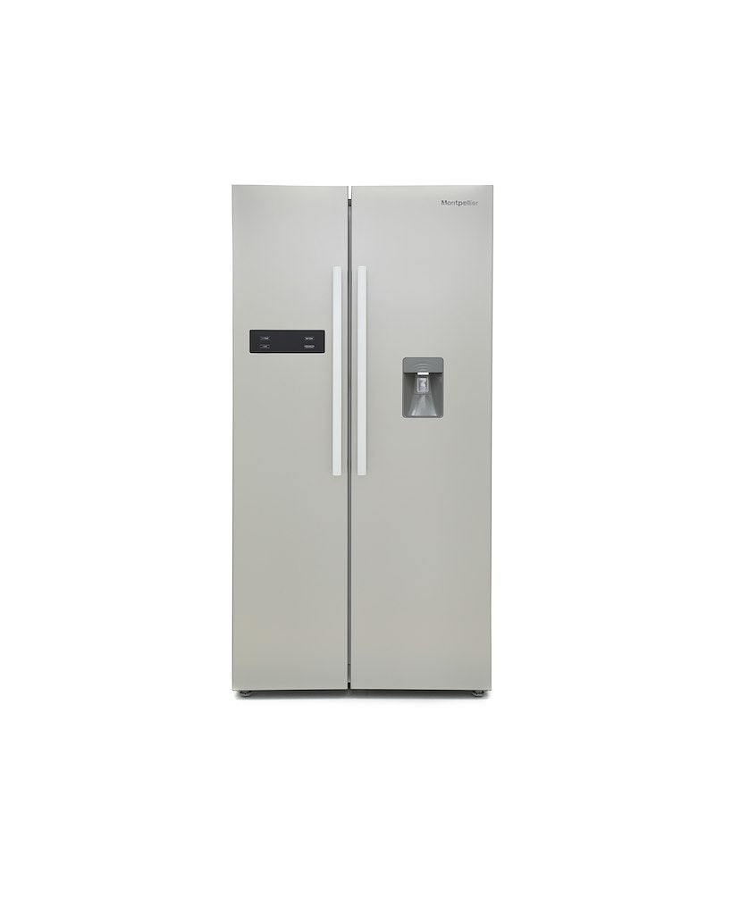 Montpellier M520WDS Side-By-Side Fridge Freezer in Silver