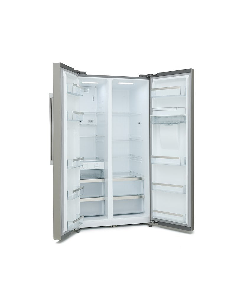 Montpellier M520WDS Side-By-Side Fridge Freezer in Silver