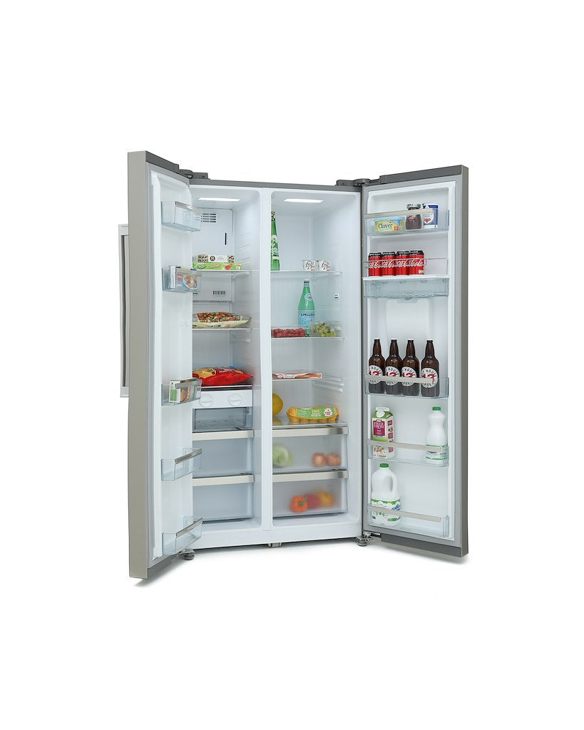 Montpellier M520WDS Side-By-Side Fridge Freezer in Silver