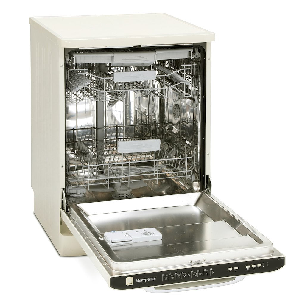 Montpellier MAB1353C 60cm Full Door Retro Style Dishwasher in Cream