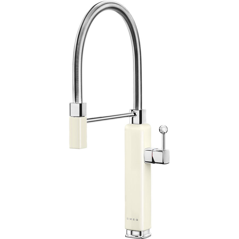 50's style, semi-professional handshower mixer, brass, cream