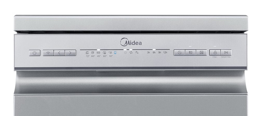 Midea MDWEF1034C(S)-WG-UK 10 Place Setting Freestanding Slimline 45cm Dishwasher - Silver