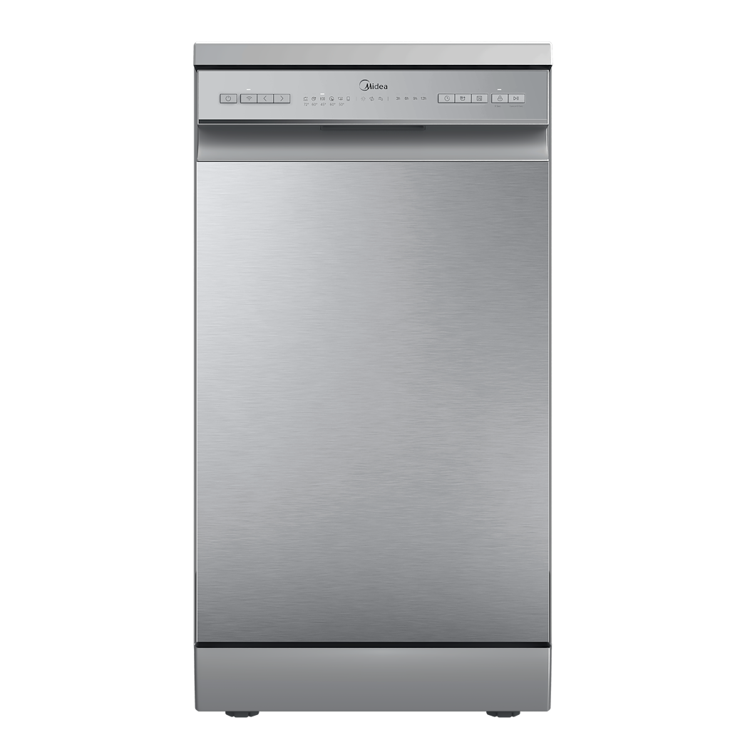Midea MDWEF1034C(S)-WG-UK 10 Place Setting Freestanding Slimline 45cm Dishwasher - Silver
