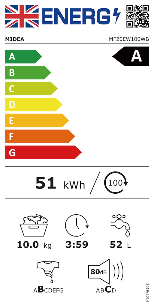 Midea MF20EW100WB Front Loading Washing Machine 10kg 1400rpm
