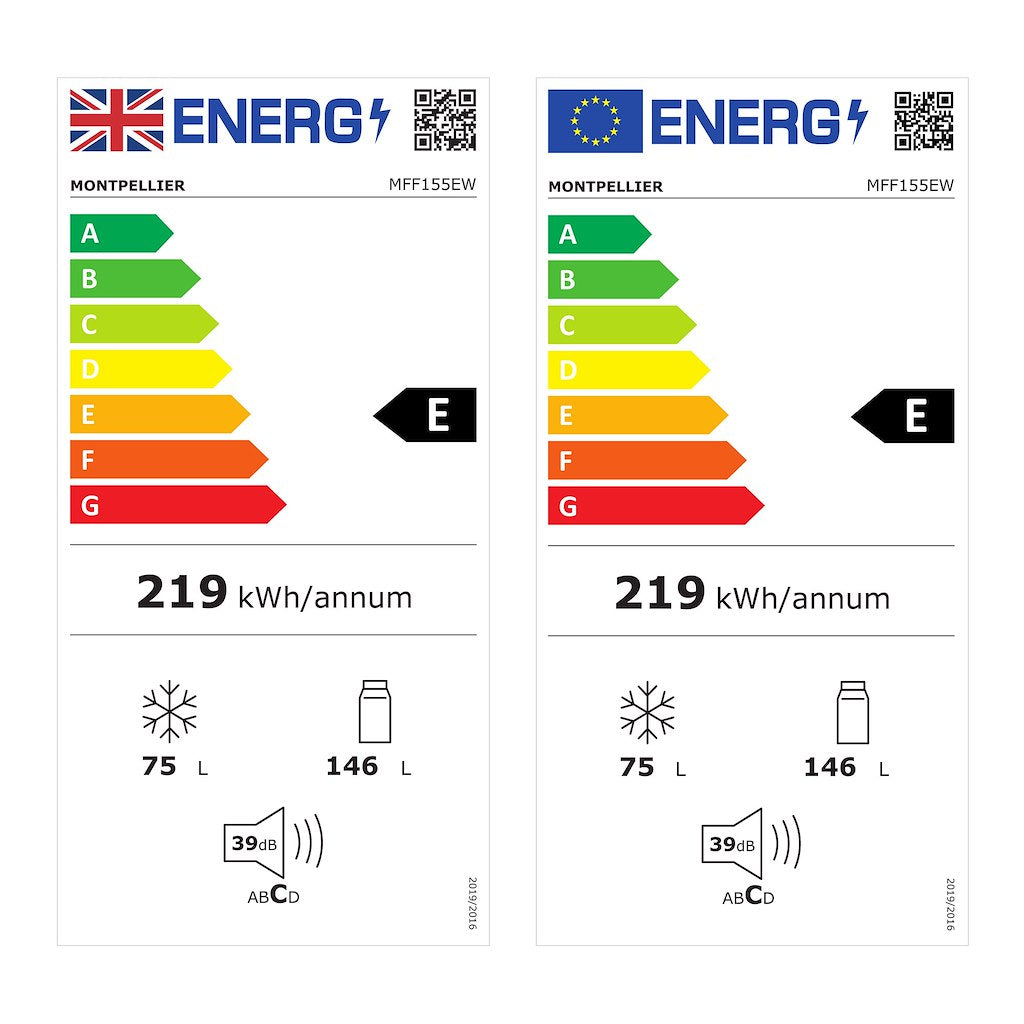 Montpellier MFF155EW Frost Free Fridge Freezer In White