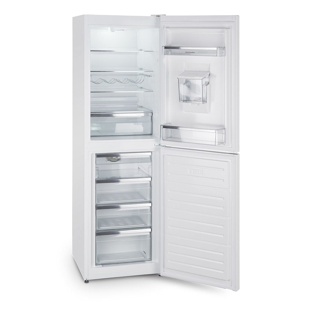Montpellier MFF183EWWD Frost Free Fridge Freezer With Water Dispenser In White