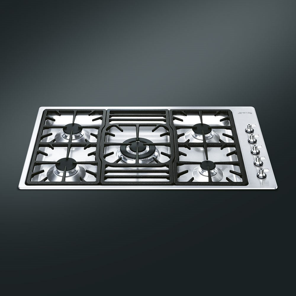 Smeg PGF95-4 87cm Classic Gas Hob, Stainless Steel