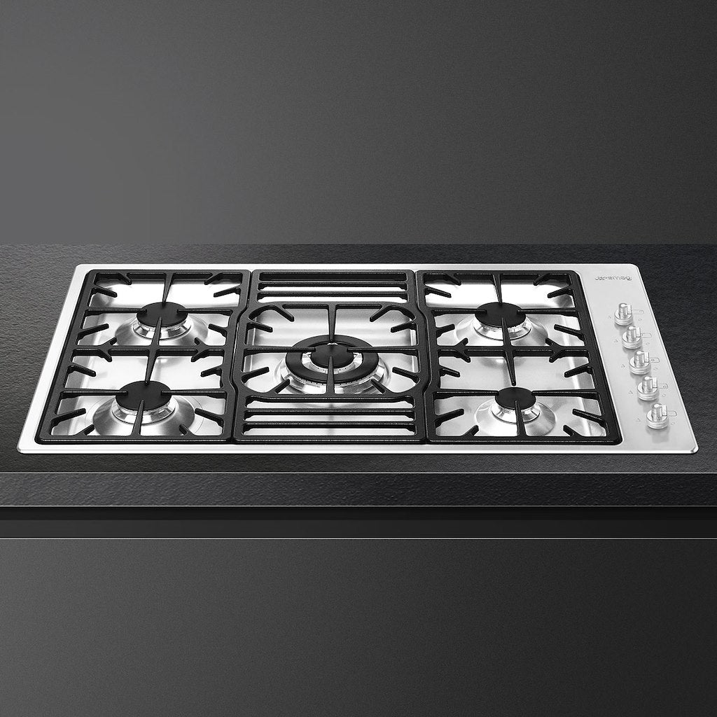 Smeg PGF95-4 87cm Classic Gas Hob, Stainless Steel