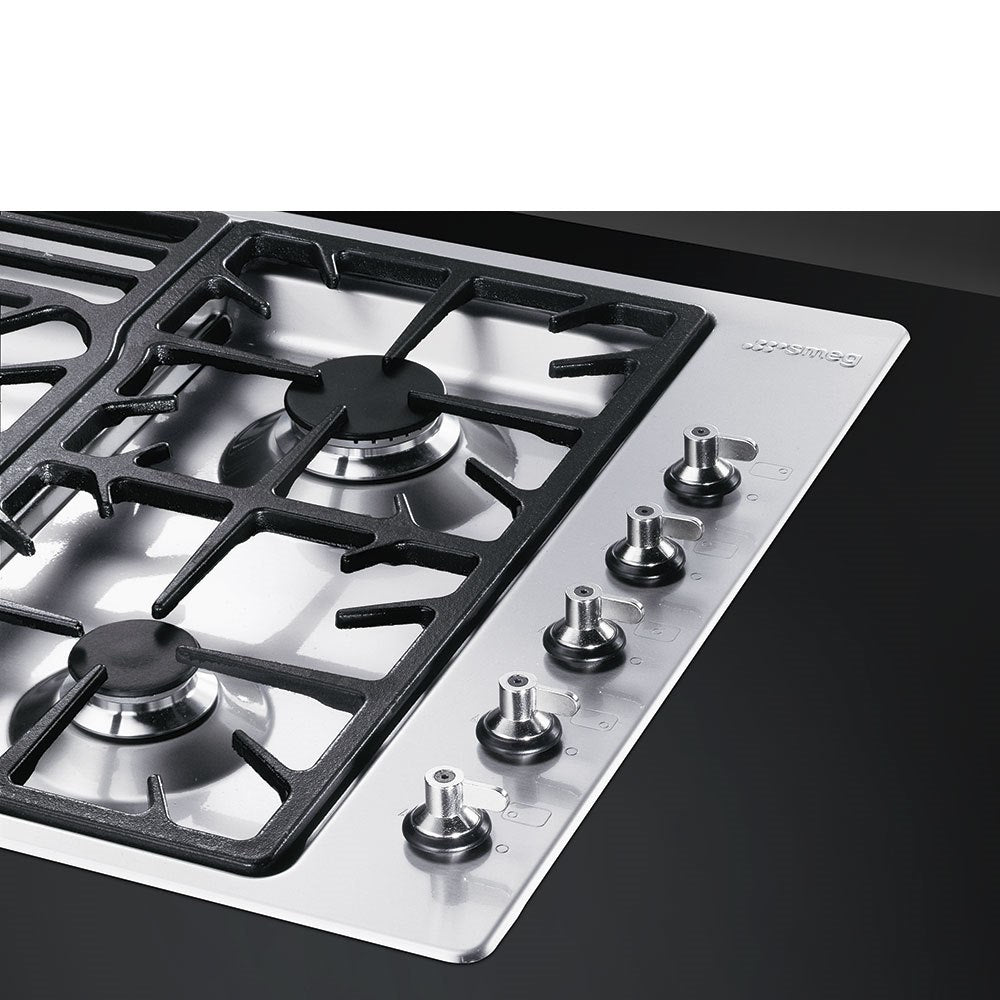 Smeg PGF95-4 87cm Classic Gas Hob, Stainless Steel