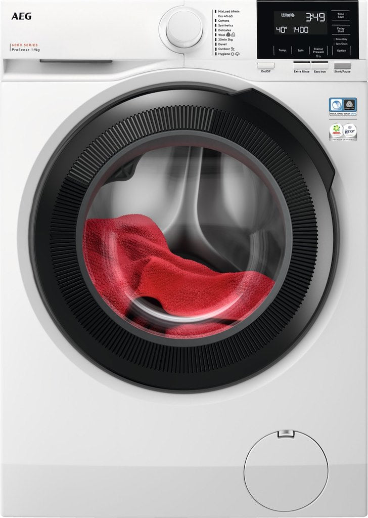 AEG LFR61944B 6000 Series Front Loading Full Size 9kg Washing Machine