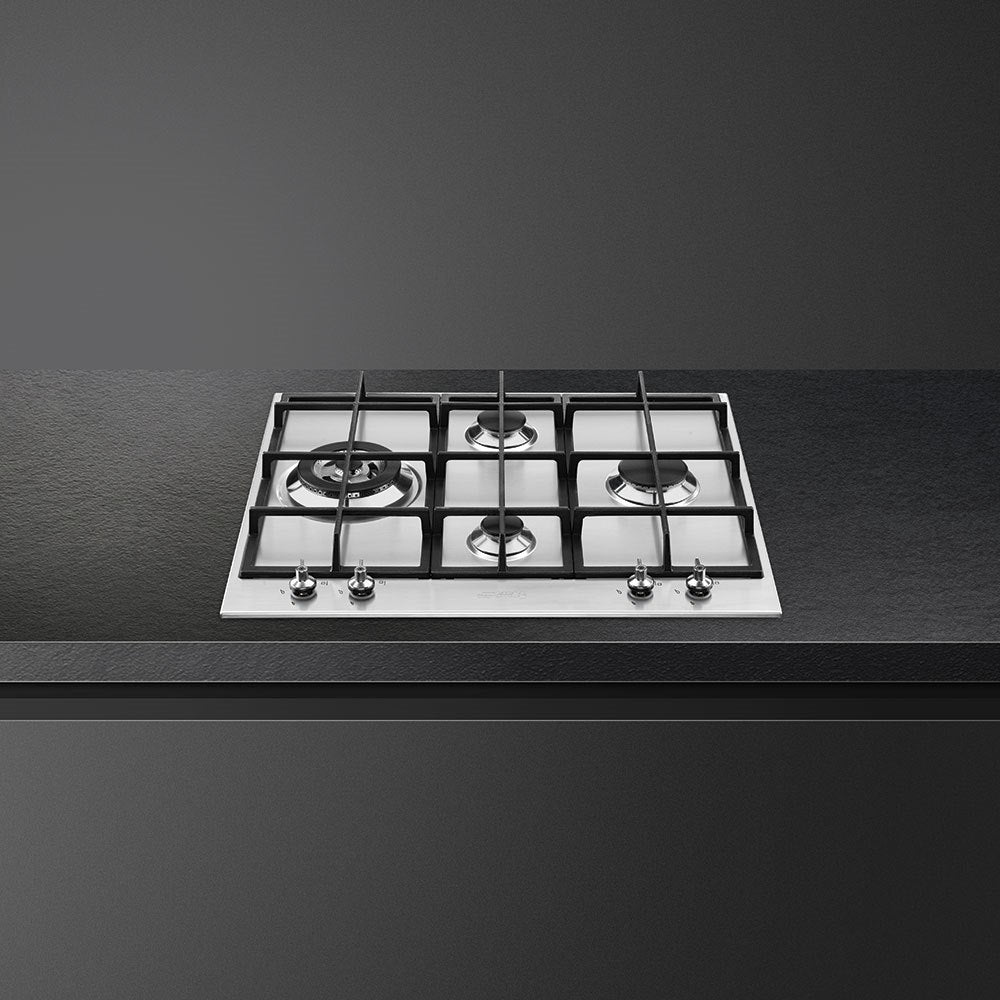 Smeg PX364L 60cm Classic Gas Hob, Stainless Steel