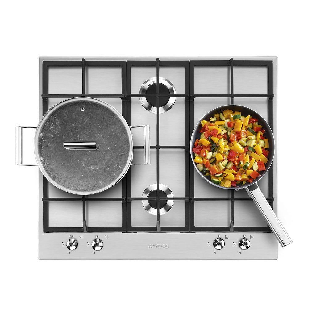 Smeg PX364L 60cm Classic Gas Hob, Stainless Steel
