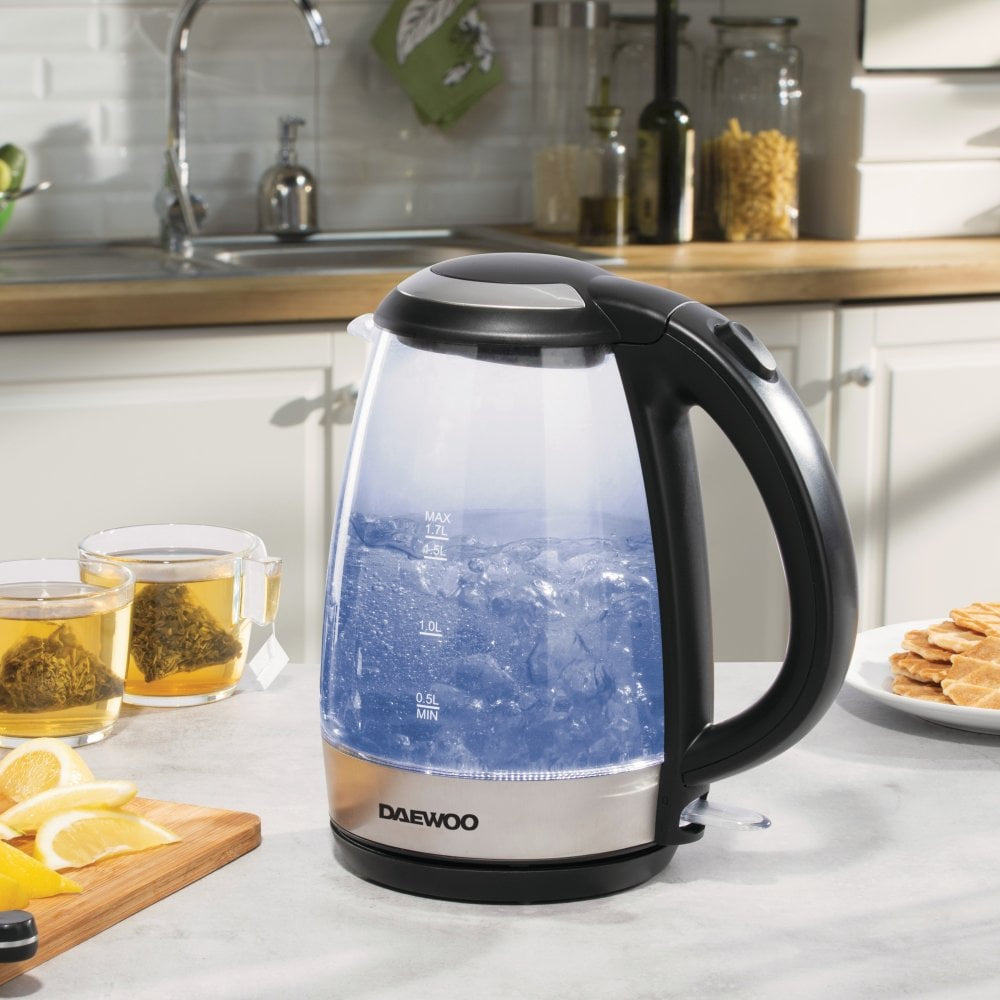 Daewoo SDA1669GE 1.7L 2200W Glass Kettle with LED